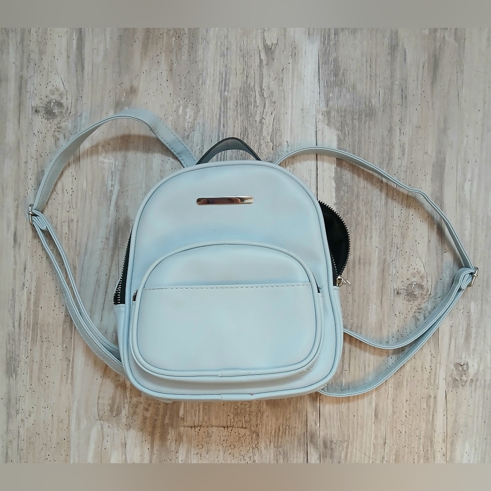 Ardene Baby Blue Mini Backpack Purse Faux Leather Adjustable Straps